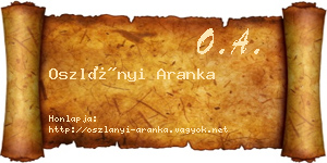 Oszlányi Aranka névjegykártya